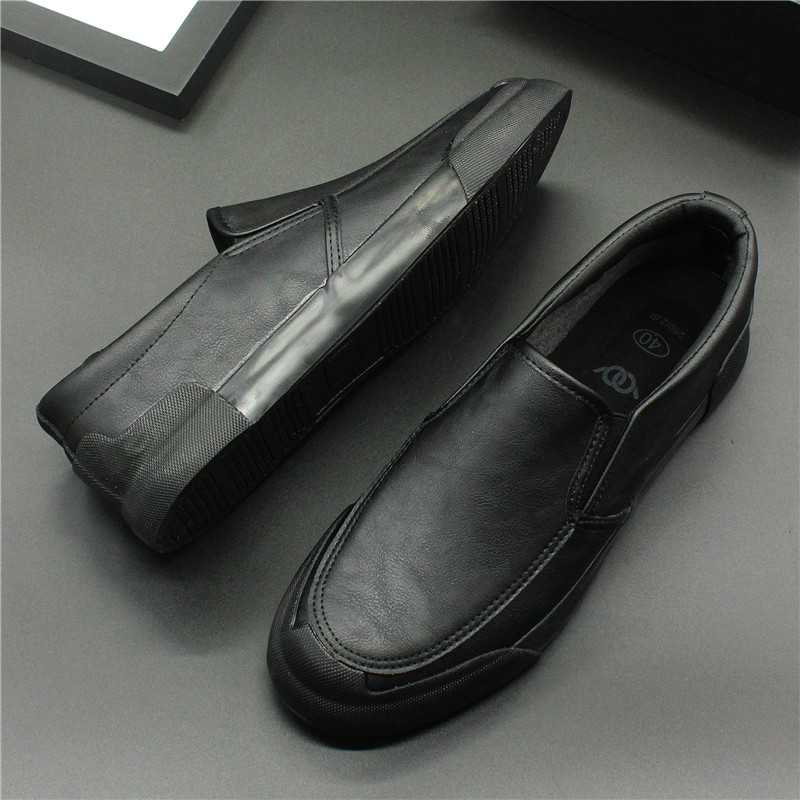 2023 new work shoes men's shoes one foot lazy shoes casual leather shoes men low - gang shoes breathable sandals