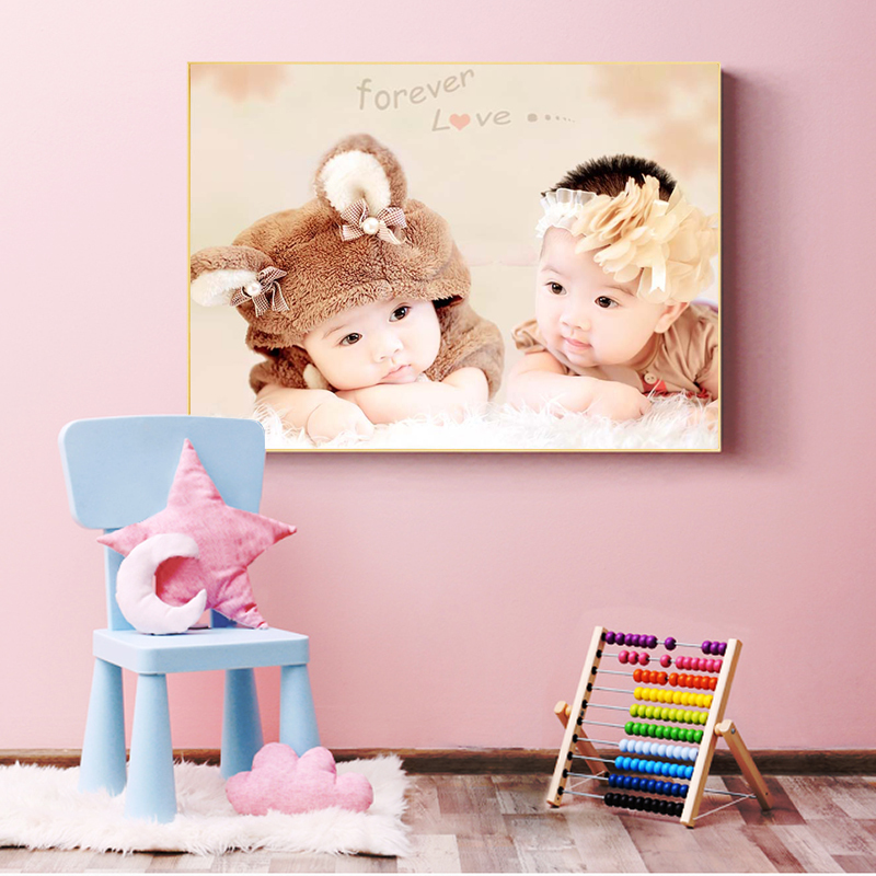 Twin Baby Cross Stitch New Full Diamond Painting Kidsren's Living Room Bedroom Decorative Painting Real Person Embroidery Wedding Gift