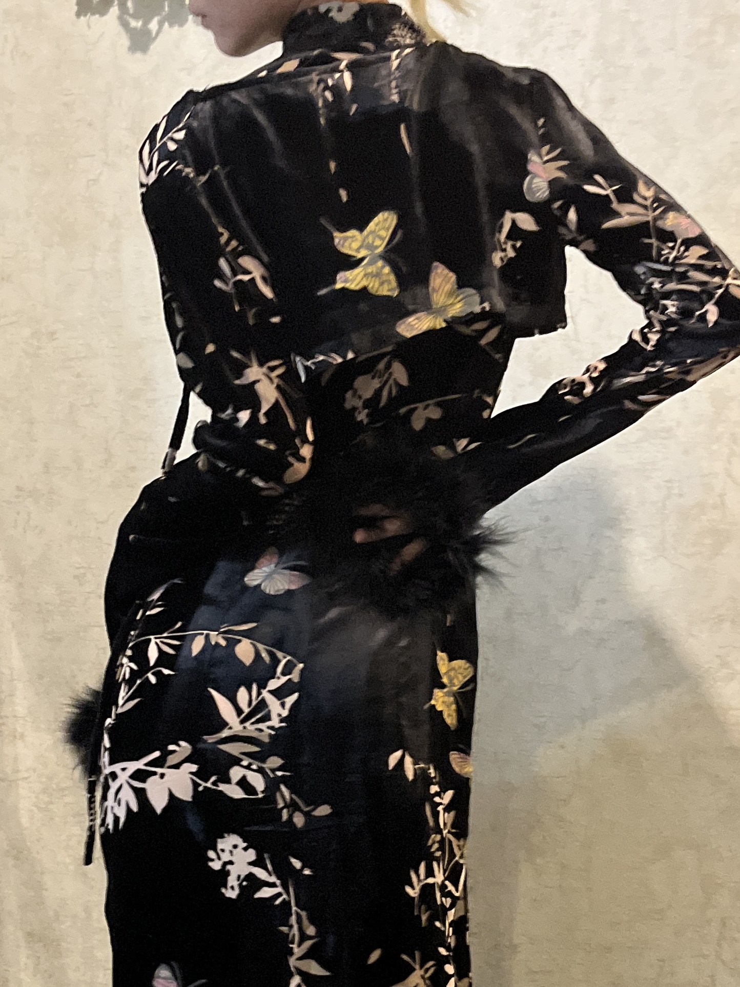 Spot LIMP | Original self -made new Chinese butterfly velvet rotten flowers, fried semi -sleeve standing cheongsam Spot LIMP | Original self -made new Chinese butterfly velvet rotten flowers, fried semi -sleeve standing cheongsam