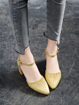 I summer ladies forgive leather shoes soft bottom ladies Baotou sandals with thick heels 2020 new fashion style Joker summer