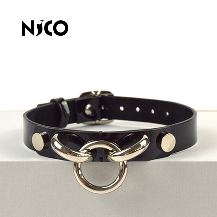 Nico mall cowhide collar choker metal custom lettering traction chain adult training dog slave K9sm fun
