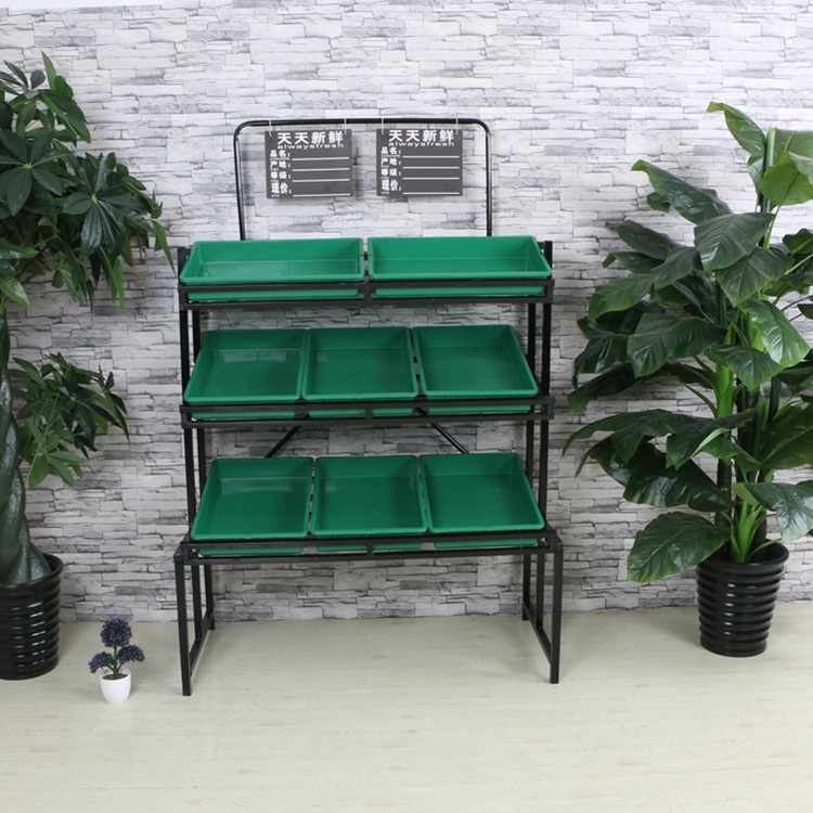 Siêu thị Trái cây Kệ rau lưu trữ sắt Tấm lưu trữ Tấm lưu trữ nhiều lớp Hiển thị kệ bán hàng trưng bày