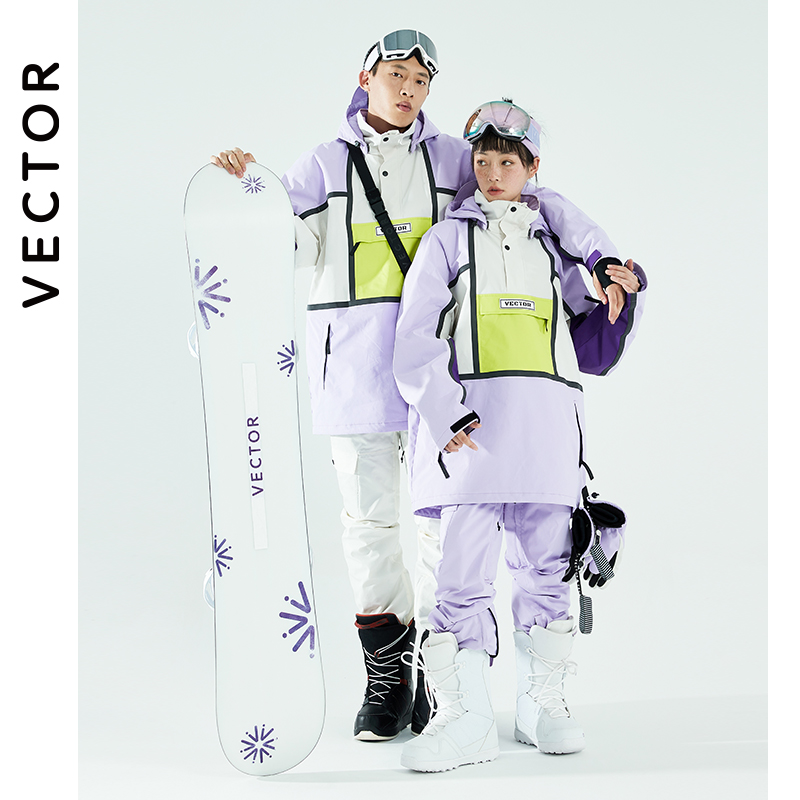 VECTOR2021 Sleeve Head Ski Suit Woman Thickened Warm Skiing Great Pro Fan Two Style Ski Pants Suit Men