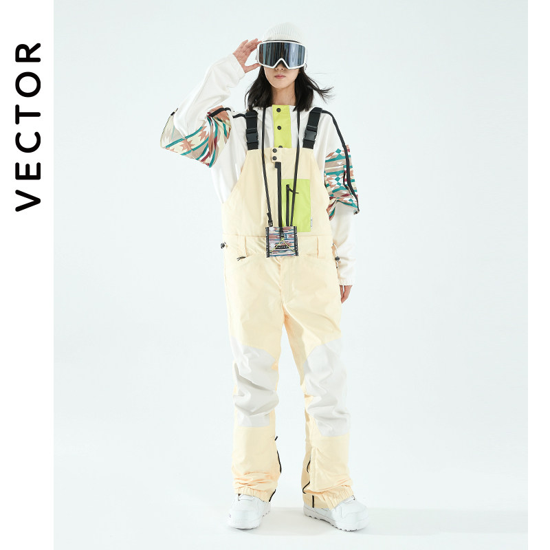 VECTOR ski pants woman 2023 new warm waterproof veneer double plate removable back strap two wearing ski pants man-Taobao