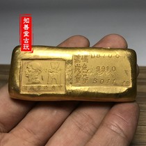 Antique brass gold ingot ornaments Antique solid small yellow fish gold ingot Props Dr Sun Yat-sen Memorial gold ingot Gold bars