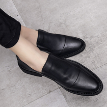 ins tide pedal mens leather shoes Korean version of business all-match soft surface breathable leather casual shoes hair stylist mens shoes