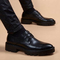 Tide brand business leather shoes mens shoes spring and autumn new formal pointed casual Korean version of the British wild thick-soled heightening shoes