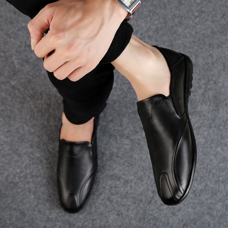 Tide Cards Bean Shoes Men 2022 new casual Korean version Trend One foot pedal sloppy foot soft bottom leather shoes men's shoes