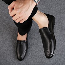 Tide brand Doudou shoes mens spring and summer 2021 new casual Korean version of the trend one-legged lazy soft-soled leather shoes mens shoes