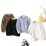 Бархатная куртка с капюшоном, лонгслив, толстовка с молнией, кардиган