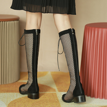Summer boots womens long Net red hollow boots summer Joker breathable mesh boots Knight boots net gauze thin to wear