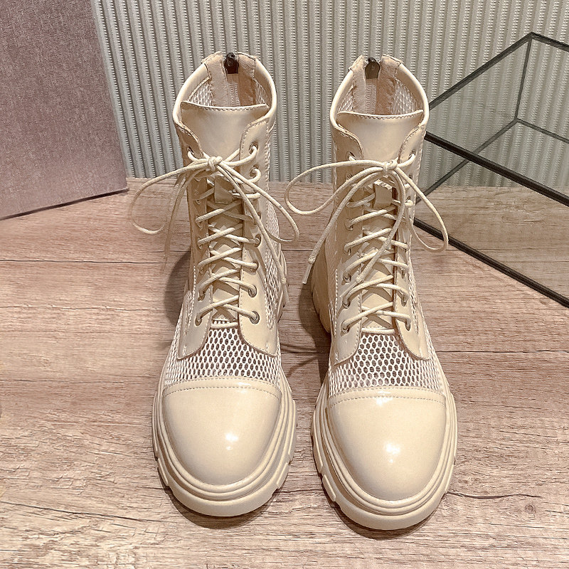 White Martin boots Women Inn Summer short boots thin Breathable Summer Mesh Yarn Hollowed-out Mesh Boots 2021 New Cool Boots