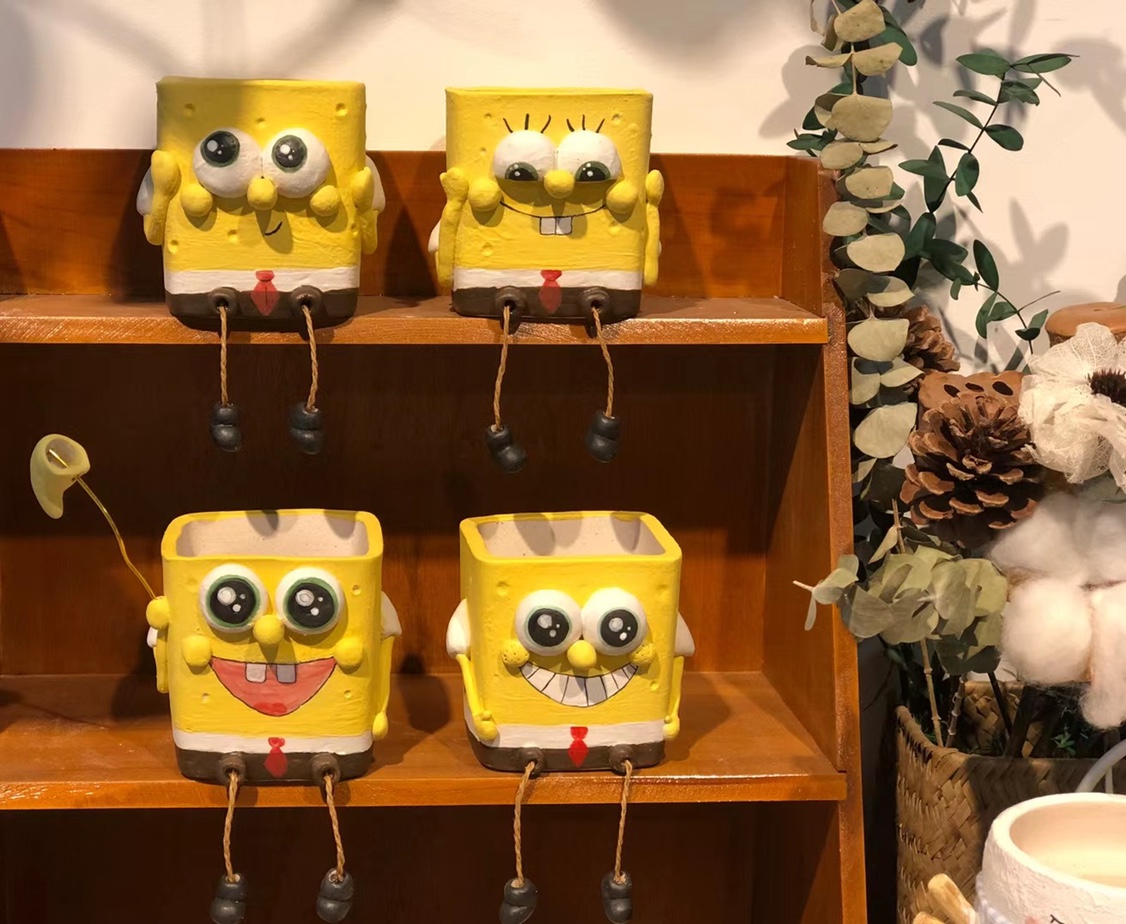 Muzi original hand-made rough pottery marshmallow glaze cute raw stone flower PP meat cone flower pot