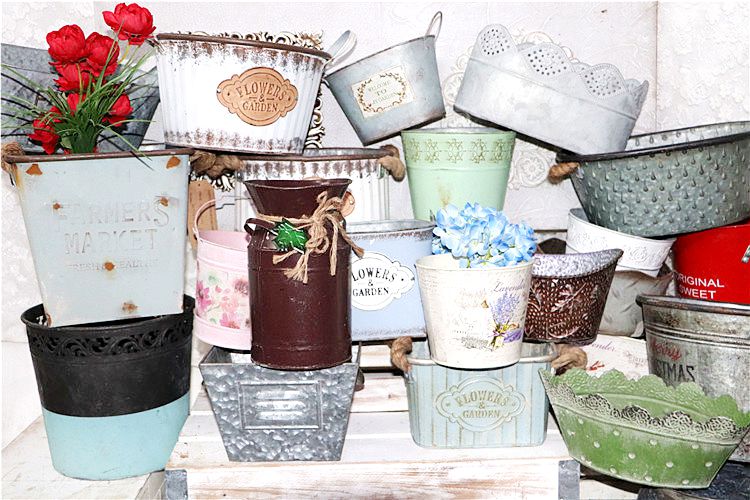 Nordic creative decoration durable thickened wrought iron sticker flower pot flower shop flower box planting indoor balcony garden