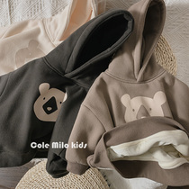 Baby Sweatshirt Winter Thick style Han version Boy plus suede thickened suede Even hat girls autumn and winter style Ocean Qi easing tide