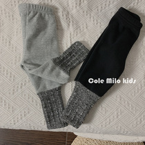 Boy gush with underpants integrated suede South Korean parquet WARM PANTS CHILDREN PANTS AUTUMN WINTER WOMEN ADD SUEDE FOREIGN AIR