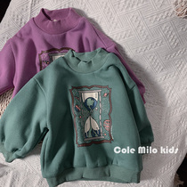 Girls necropolis with a long section of baby half high collar blouse thickened boy Han version Chaotong Childrens clothing relaxed