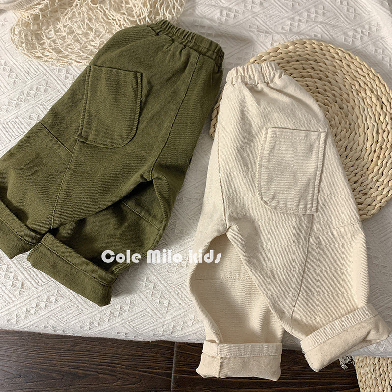 Boys spring and autumn pants harem pants 2022 new baby girl loose daddy pants children's Western style nine points casual pants