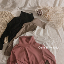 Childrens clothing Childrens spring and autumn beating undershirt pure colour high collar Long sleeves T-shirt foreign air cover Han version Compassionate Thin blouses
