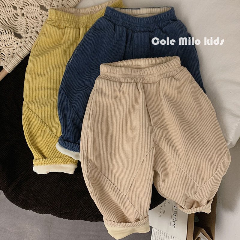 Boys' Corduroy Pants Girls' Velvet Ninth Pants Loose Children's Autumn and Winter Trend Striped Velvet Harem Pants Western Style
