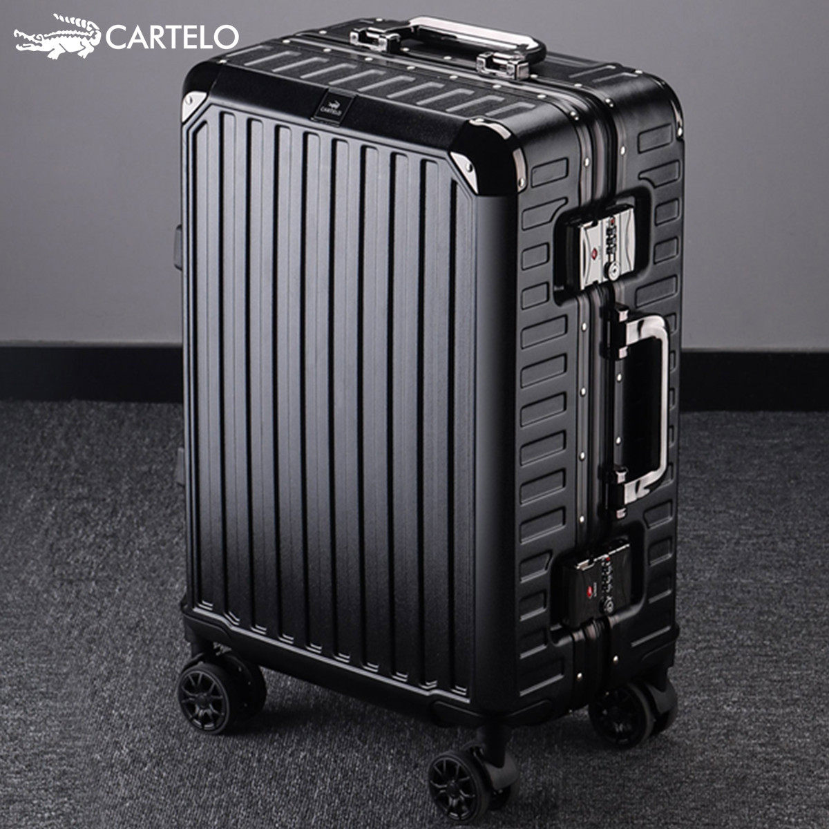 Aluminum frame Pull Rod box Men sturdy and durable 24 suitcases Women small 20 inch Boarding Password Travel Leather Suitcase Students