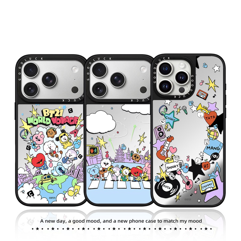 C Brand Collaboration Bts (Bts) Bt21 Male Idol Group Compatible Apple 17 Pro Max Phone Case iPhone 16 Protective Cover Magnetic 15 Pro Mirror Fun 14 Plus Japanese and Korean 13 Cartoon 12