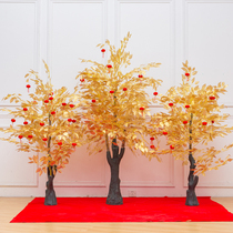 New Years New Years New Years Day Peach Blossom Tree Emulation Cherry Blossom Tree Emulation Golden Tree Spring Festival Mall Swing Piece Fortune Tree Peach Blossom Decoration