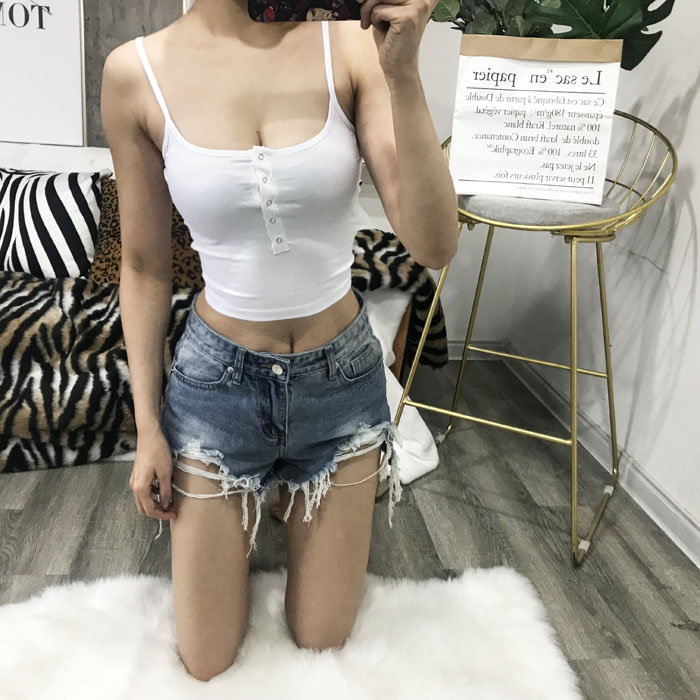 ZZ xương ZZ Châu Âu và Mỹ phong cách thể dục thể thao ngực thấp tăng cường vú hàng lớn của khóa mỏng dây đeo vai dây đeo vest vest belly rốn áo vest nữ hàn quốc