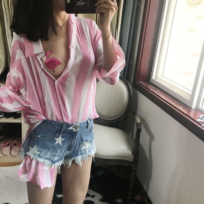 ZZ xương ZZ chống vết sưng ngực dính punk sexy kitten flamingo Sao bột dịu dàng bộ bikini không thấm nước dùng một lần