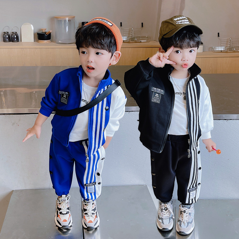Boy Autumn Clothing Children Suit 2022 New Baby Spring Autumn Jacket Mid-Boy Boy Sports Two Suits Foreign Pie