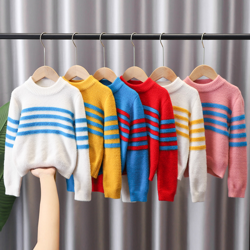 Children's winter clothing sweater 2021 new boy Waterless blouse women's winter plus suede thickened undershirt tide