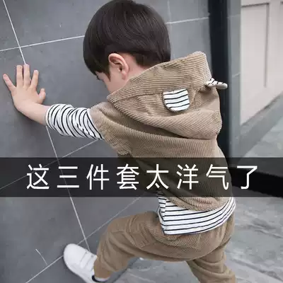 Boys autumn suit 1-3 years old and half male baby three sets 2 children clothes 4 spring and autumn Korean version of foreign school children's clothing 5