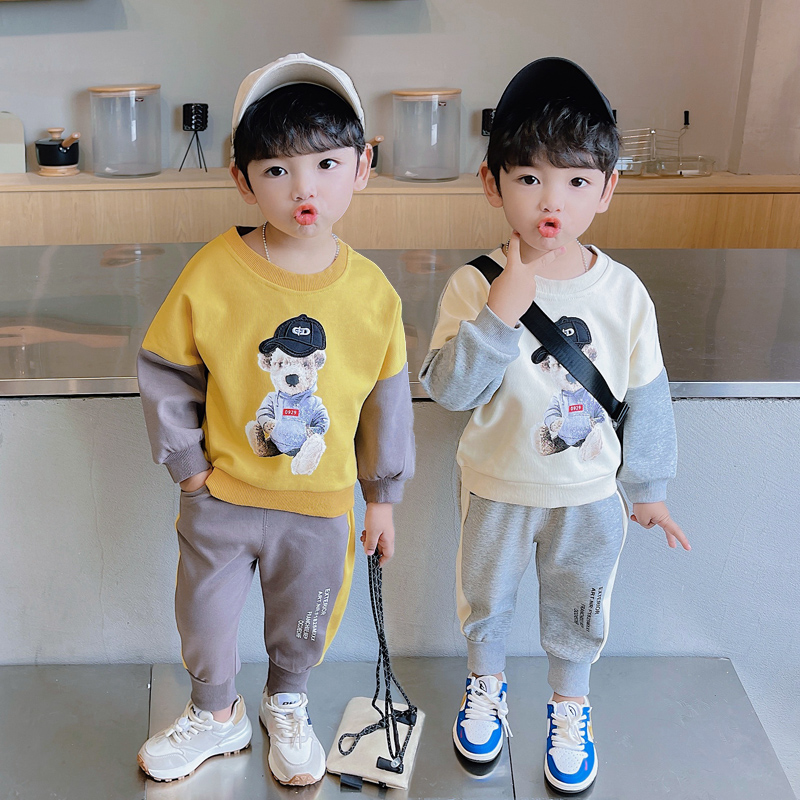 Boy's net red suit Spring and autumn Ocean sent 2022 new male baby spring children suit children's spring clothes two sets