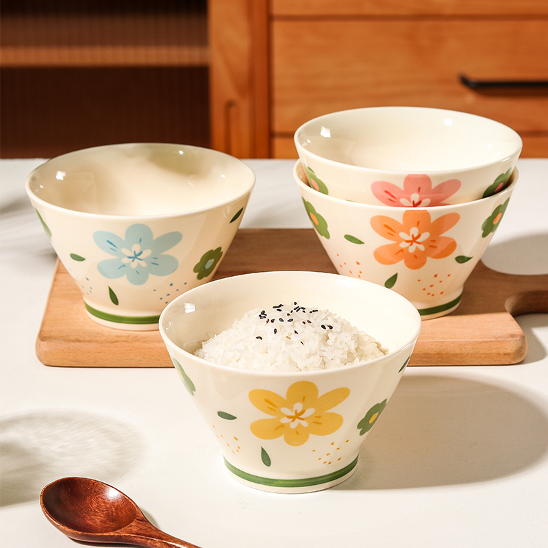 Ceramic Conical Bowl for Home Use, 2026 New Model, Large Size, 5inch High-Quality Rice Bowls for Personal Use