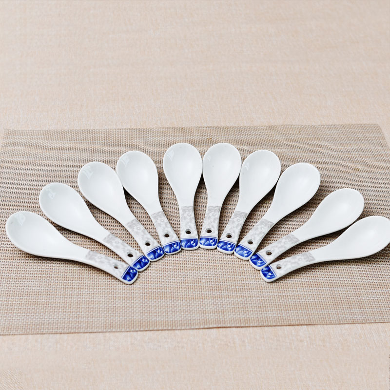 Home 10 - packed Jingdezhen ceramic Japanese glaze spoon, tablespoon, food spoon