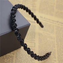 Wave headband Korean fashion press hair belt drill plastic black bottom thin edge hair clip Lady headband full drill headband