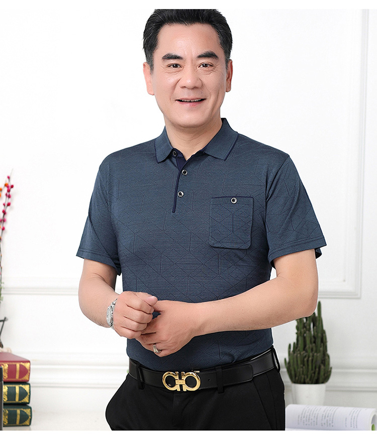 Mùa hè mới áo thun lụa tơ tằm nam màu rắn áo ve áo polo áo thun burberry