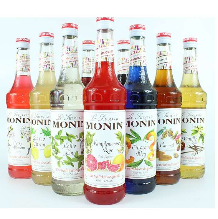 Monin Syrup Coffee Cocktail Drinks Vanilla Strawberry Caramel Moxido Peach 15 Flavors