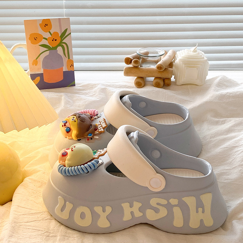 Новая женская летняя обувь Mary Jane hole shoes, нескользящий дезодорант EVA, тапочки Baotou, пляжная обувь увеличенного размера на толстой подошве