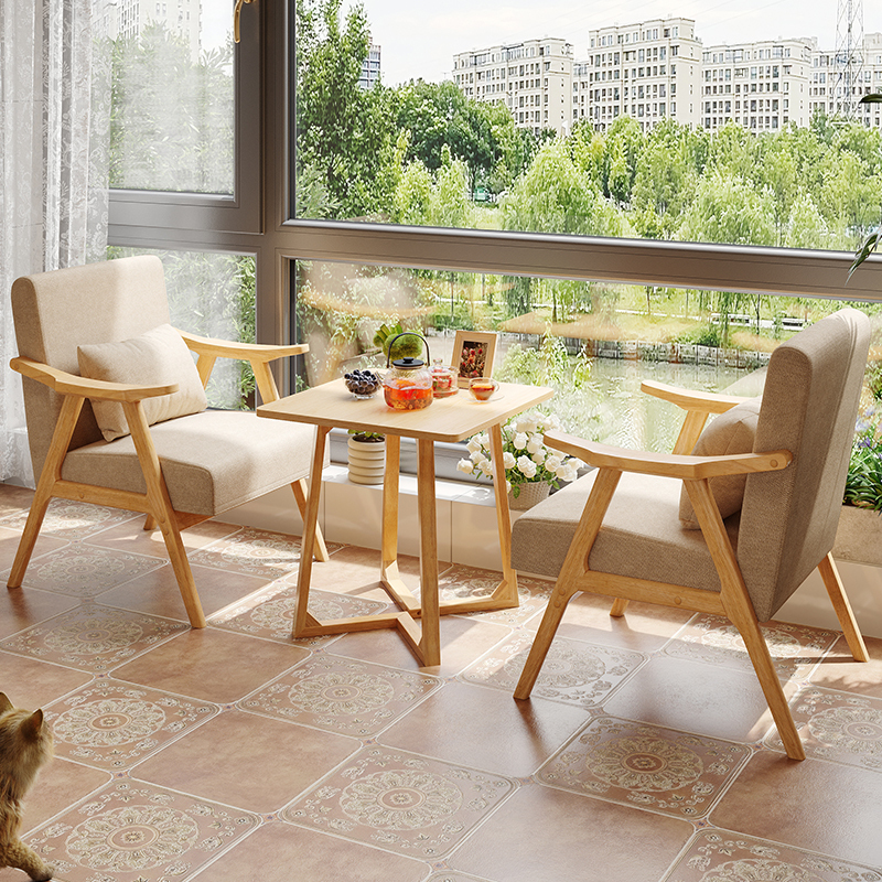 Balcony Leisure Area Setup with Tea Table and Chair Set, Trendy One-Table-Two-Chairs 2025 New Model, Exquisite Small Table and Chairs for Home Use
