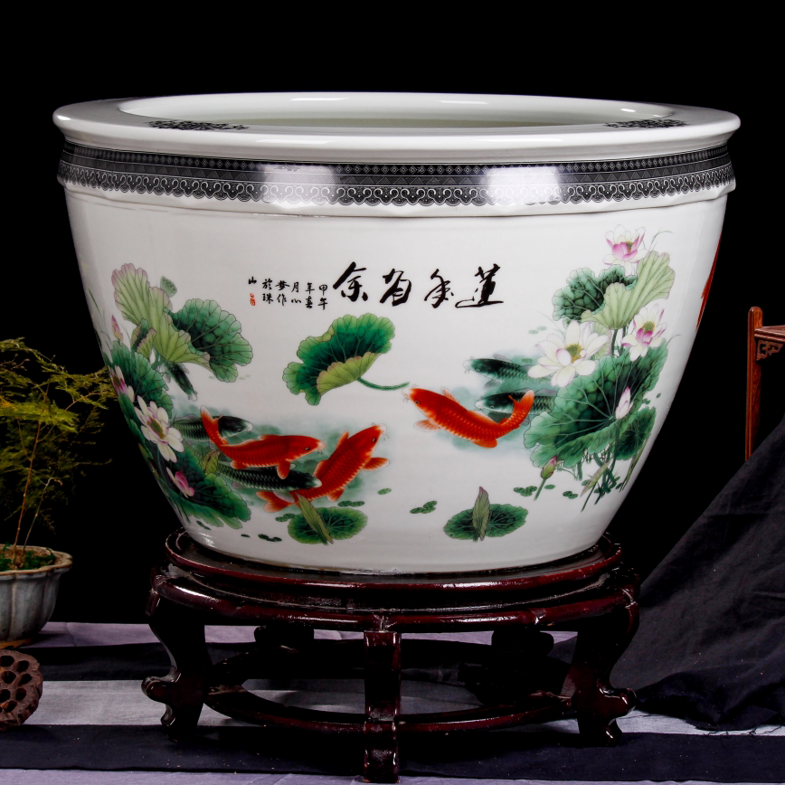 Customized single shot not shipped Jingdezhen ceramic fish tank has more than a year (make up the difference)