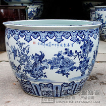 Ceramic fish tank medium-sized large size extra-large green flower living room gold fish tank sleeping lotus lotus cylinders Feng Shui Pendulum ceramic