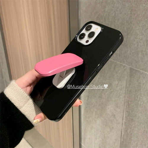 Ins простая ниша розово-красная выдвижная подставка 15Pro подходит для iphone13ProMax черный мягкий корпус iPhone12 сплошной цвет 15 невидимая подставка 14 «все включено» 11 защитный чехол с мягким корпусом от падения