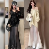 Летняя юбка, рыбий хвост, с акцентом на бедрах, высокая талия, популярно в интернете