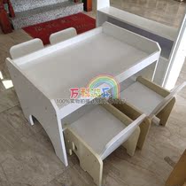 High-grade white paint table and chair kindergarten children Building table game table elephant chair cartoon chair long square table