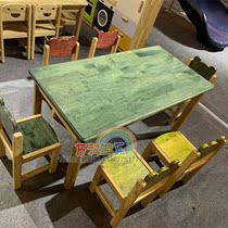 High-grade kindergarten early education childrens table and chair learning table game table long square table four Oak coloring toy table