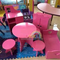  Early education doll home Kindergarten parent-child garden family simulation childrens bed table and chair doll home small furniture combination