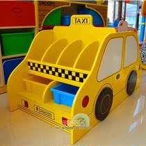  New recommended car childrens storage rack Kindergarten bookshelf luxury storage rack Taxi shape wooden book rack
