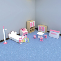  Childrens corner game Kindergarten house multi-function small furniture combination wooden simulation childrens bed table and chair