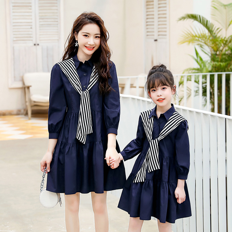 Different parent-child wear 2022 autumn dress new net red fashion forest department college style mother and daughter dress foreign
